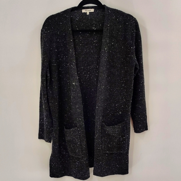 Madewell Wool Blend Black Confetti Open Cardigan Sweater Size Small Oversized - Picture 1 of 7